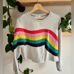 Marine Layer Gray Sweatshirt with Rainbow Stripes